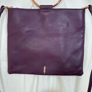 Thacker Le Pouch Purple Leather & Suede Crossbody Bag‎ Rose Gold Ring Handles